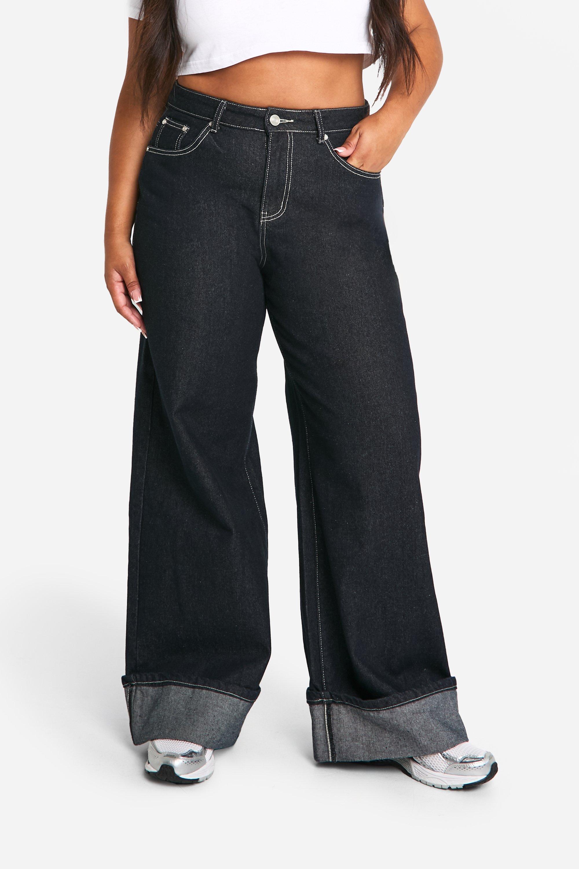 Plus Deep Turn Up Jean | boohoo USA